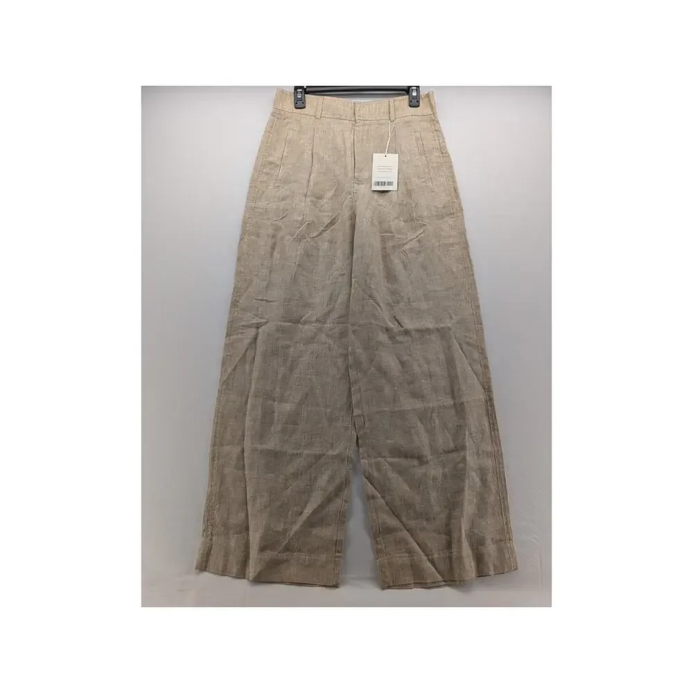 NWT Everlane Women's The Linen Way-High Drape Pant in Cornstarch Chambray sz 8
